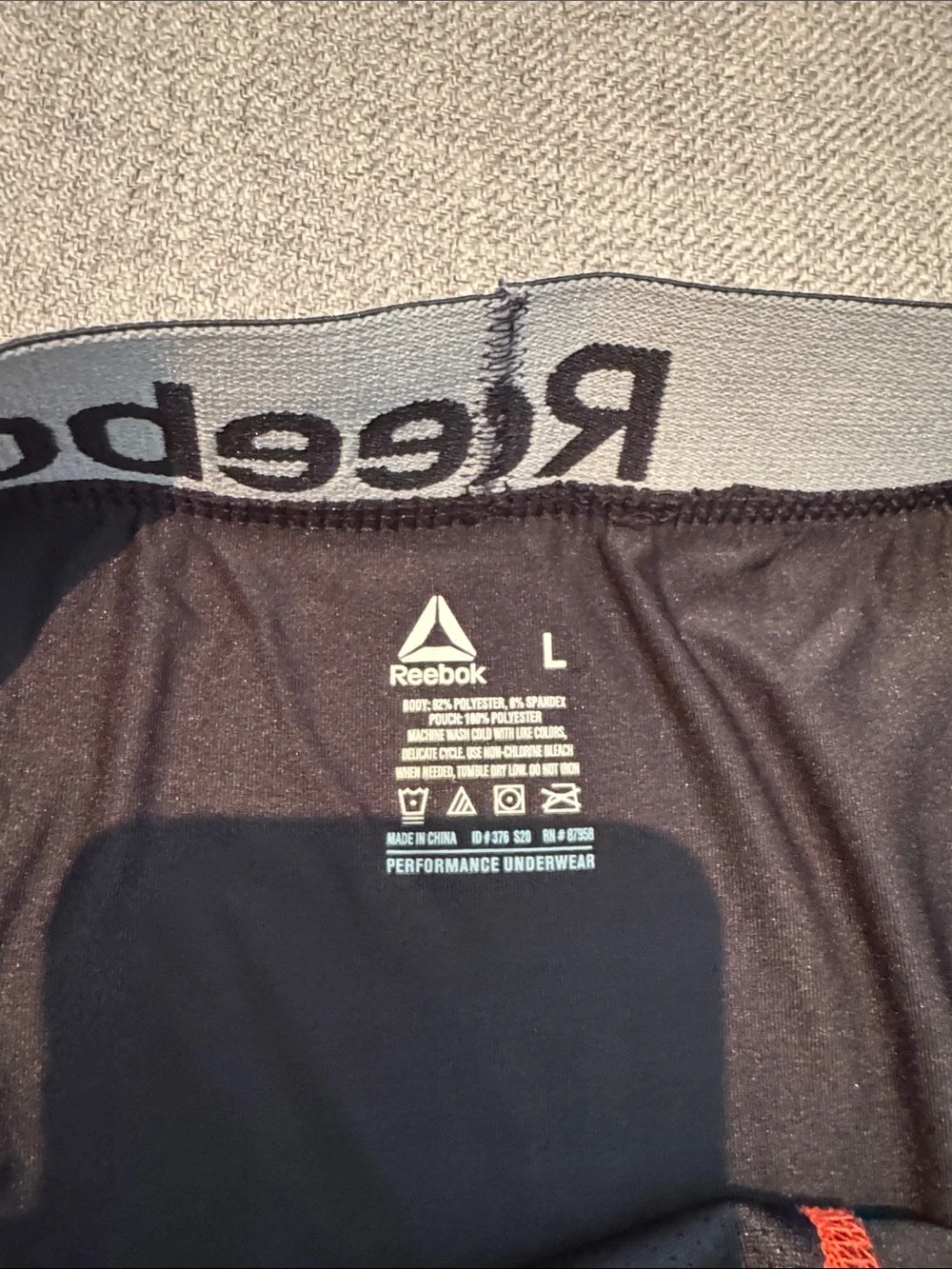 Reebok Black Boxer Briefs with Red Stitching